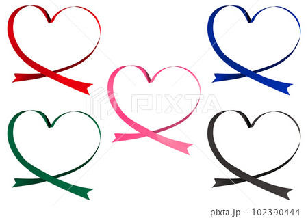 色々なハートのリボン枠  色々なハートのリボン枠  102390444