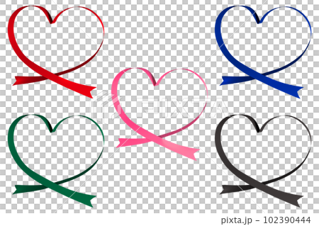 色々なハートのリボン枠  色々なハートのリボン枠  102390444