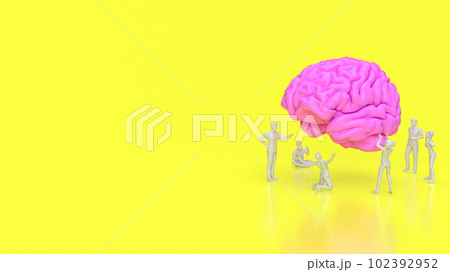 Pink Brain and human figure for sci or creative concept 3d rendering 102392952