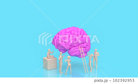 Pink Brain and human figure for sci or creative concept 3d rendering 102392953