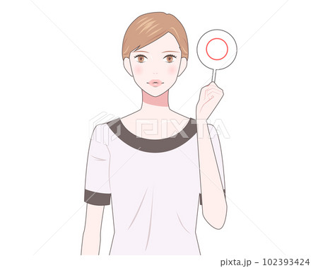 丸印を持った女性のイラスト　エステティシャン 102393424