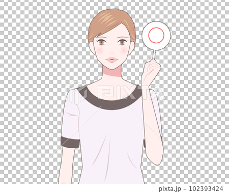 丸印を持った女性のイラスト　エステティシャン 102393424