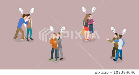 3D Isometric Flat Vector Set of Gossips 102394046