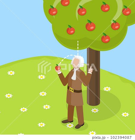 3D Isometric Flat Vector Conceptual Illustration of Isaac Newton 102394087