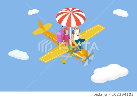 3D Isometric Flat Vector Conceptual Illustration of Abroad Vacation 102394103