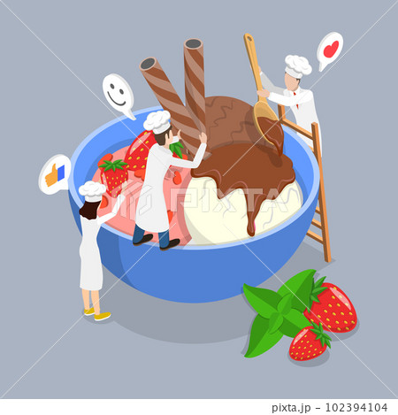 3D Isometric Flat Vector Conceptual Illustration of Ice Cream 102394104
