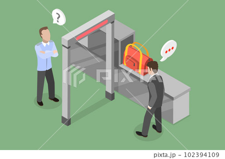 3D Isometric Flat Vector Conceptual Illustration of Baggage Scaning 102394109