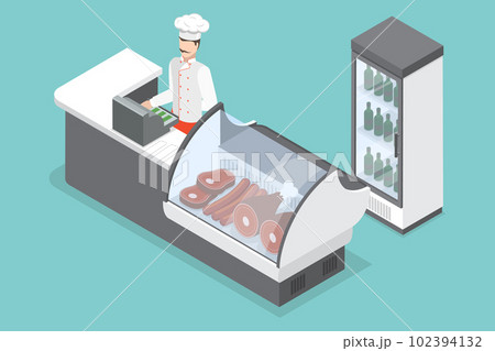 3D Isometric Flat Vector Conceptual Illustration of Butcher Shop 3D Isometric Flat Vector Conceptual Illustration of Butcher Shop 102394132