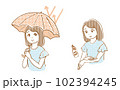紫外線対策をしている若い女性 102394245