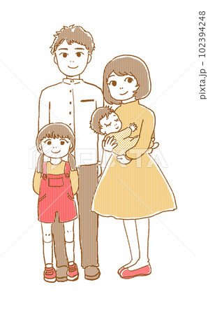 家族4人の全身イラスト 家族4人の全身イラスト 102394248