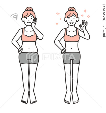 ダイエットに成功した女性のベクターイラスト素材/美容/ボディケア ダイエットに成功した女性のベクターイラスト素材/美容/ボディケア 102394931