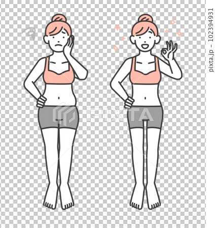 Vector illustration material of a woman who succeeded in dieting / beauty / body care Vector illustration material of a woman who succeeded in dieting / beauty / body care 102394931