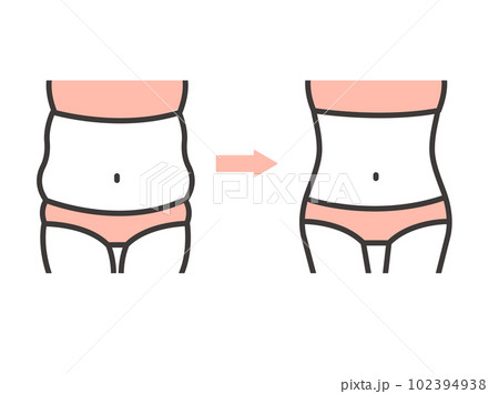 ダイエットに成功した女性のくびれのベクターイラスト素材／美容／ボディケア 102394938