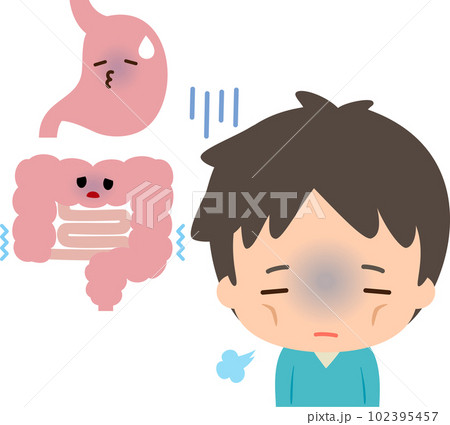 胃腸の調子が悪く元気がない男性 102395457