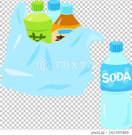 Various plastic bottle drinks in plastic bags 102395460