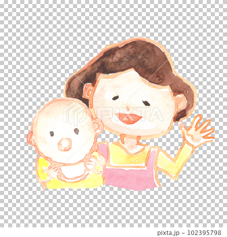 寶寶和媽媽水彩畫的插圖 102395798