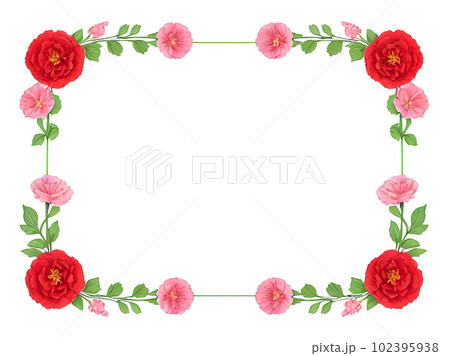 カーネーション, バラ, 母の日, 花, フレーム, 素材, 背景, ギフト, 感謝, プレゼント, 102395938