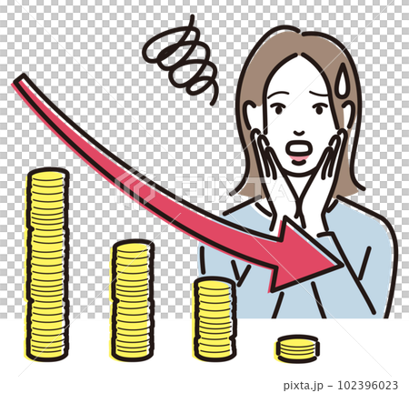 お金の損失に嘆く女性 102396023