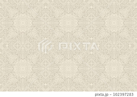 ダマスク柄 花柄 ベージュ 背景 ダマスク柄 花柄 ベージュ 背景 102397283