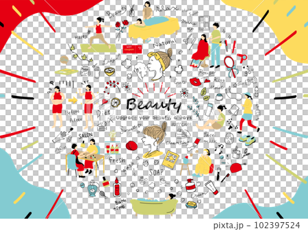 女性の美容に使いやすいイラスト素材集 102397524