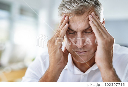 Headache, stress and mature businessman in the office with healthcare problem or medical emergency. Medical issue, burnout and sick professional corporate manager in pain with a migraine in workplace Headache, stress and mature businessman in the office with healthcare problem or medical emergency. Medical issue, burnout and sick professional corporate manager in pain with a migraine in workplace 102397716