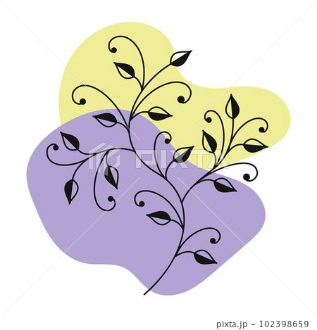 Black and white, vector, plant on a white background with colored spots 102398659