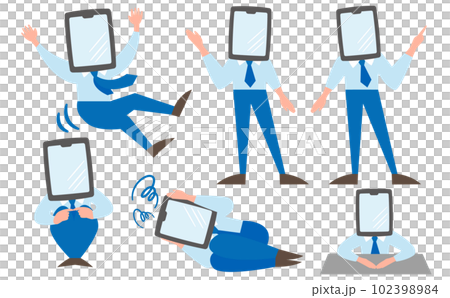 スマートフォンに関連するビジネスマン人物ベクターイラスト_セキュリティ・DX・容量不足 102398984