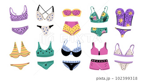 Set of women underwear types panties, bikini, - Stock Illustration  [105853153] - PIXTA