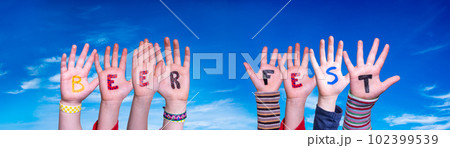 Children Hands Building Word Beer Fest, Blue Sky Children Hands Building Word Beer Fest, Blue Sky 102399539