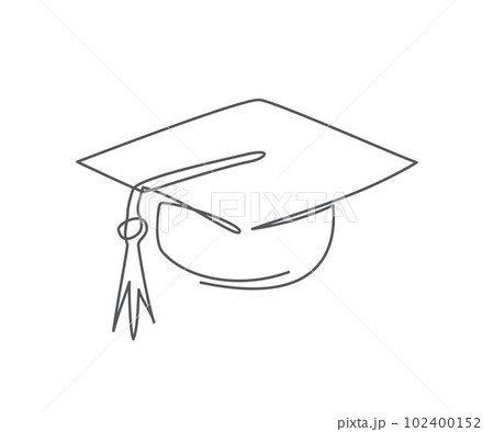 Graduation cap One line drawing on white background Graduation cap One line drawing on white background 102400152