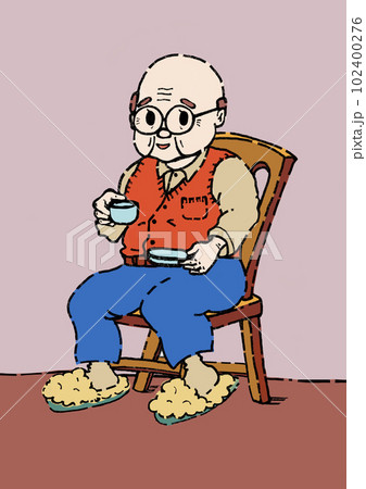 お茶を飲むおじいちゃんのイラスト素材 [102400276] - PIXTA