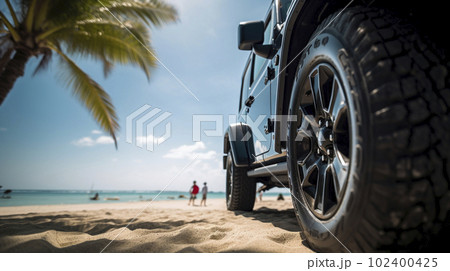自動車と美しいビーチ 自動車と美しいビーチ 102400425
