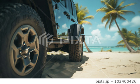 自動車と美しいビーチ 自動車と美しいビーチ 102400426