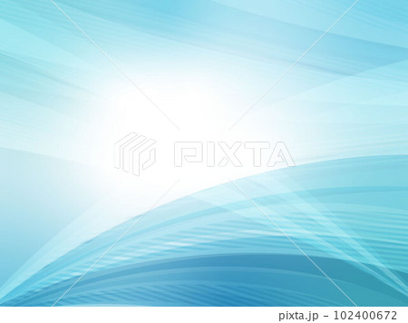 澄んだ空に抽象的な流線形が映えるマリン背景_ライトブルー 102400672