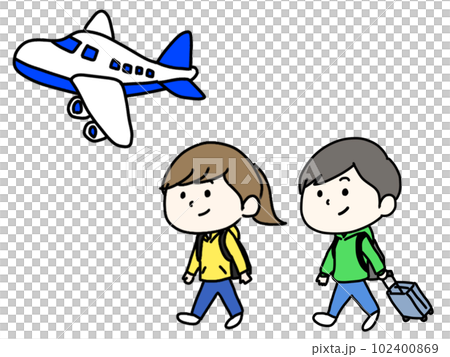 旅行に行く男女のイラスト素材 [102400869] - PIXTA