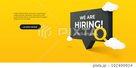 3D Hiring text with magnifier background. Business recruiting and hiring concept. vector art illustration. 102400914
