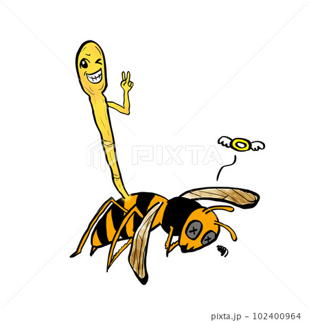 手書きイラスト素材:ハチタケ 102400964