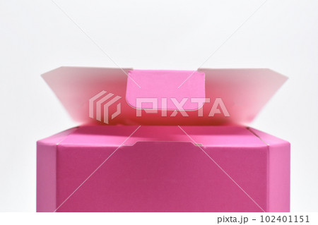 pink paper box on white background, package for design 102401151