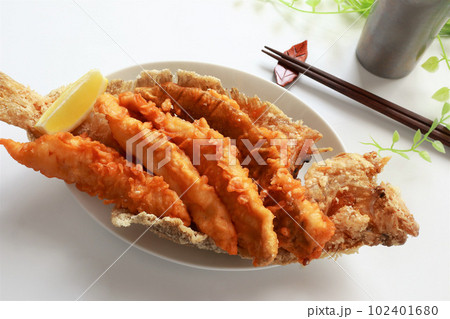 カレイの唐揚げ　白背景 102401680