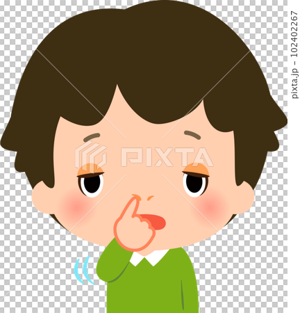 一個表情模糊的摳鼻子的男孩 102402267
