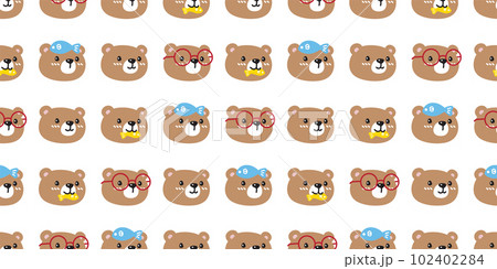 bear polar seamless pattern pastel teddy cartoon eyeglasses vector tile background gift wrapping paper repeat wallpaper scarf isolated doodle illustration design 102402284