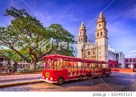 Campeche, Mexico. Spanish colonial city in Yucatan Peninsula, Central America. 102403121
