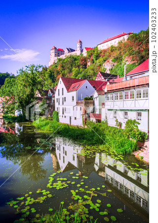 Harburg, Germany. Beautiful medieval village in historical Swabia, Bavaria, Wornitz valley. 102403233