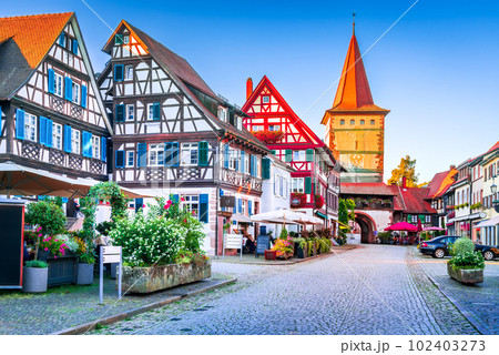 Gengenbach, Germany. Sunset in small town, Schwarzwald (Black Forest) 102403273