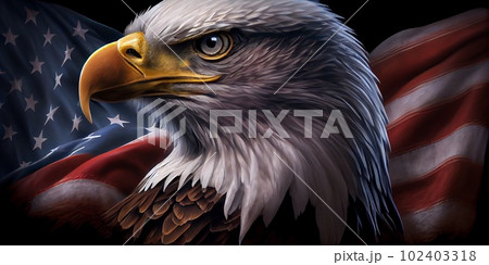 American Bald Eaglesymbol of america -with flag. United States of America. Ai Generative American Bald Eaglesymbol of america -with flag. United States of America. Ai Generative 102403318