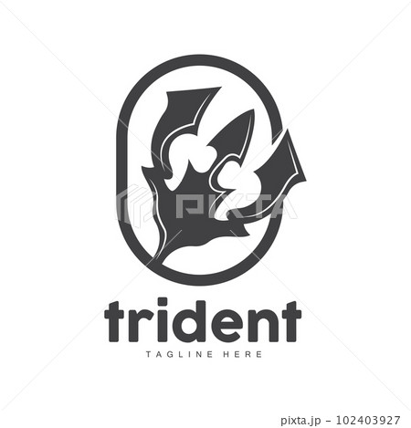 Trident Logo, Elegant Simple Minimalist Design, Zeus God Weapon Vector, Templete Illustration Symbol Icon 102403927