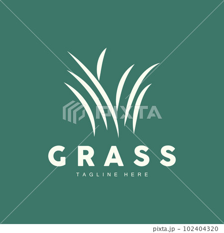 Green Grass Logo Design, Farm Landscape Illustration, Natural Scenery Vector 102404320
