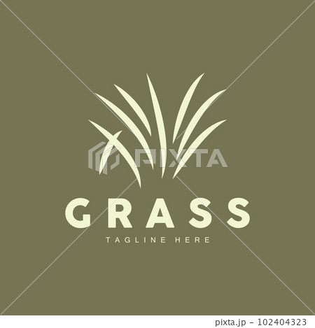 Green Grass Logo Design, Farm Landscape Illustration, Natural Scenery Vector 102404323