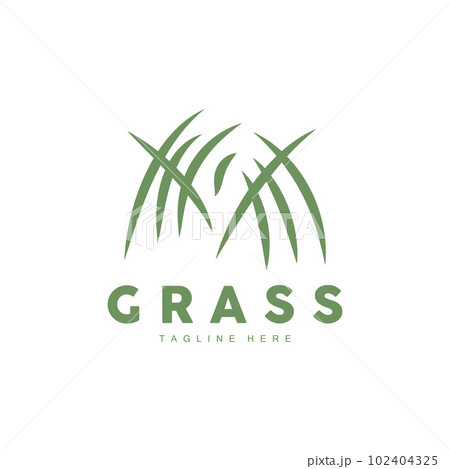 Green Grass Logo Design, Farm Landscape Illustration, Natural Scenery Vector 102404325