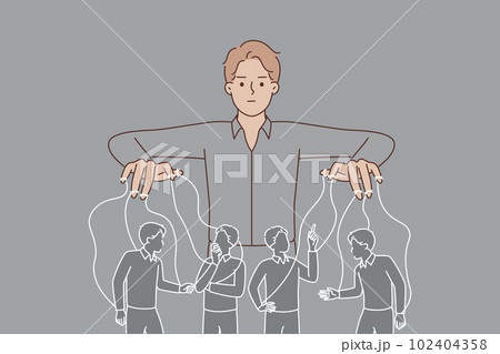 Man puppeteer manipulates people by controlling...のイラスト素材 [102404358 ...